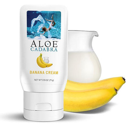 Aloe Cadabra Organic Lube Banana Cream 2.5 Oz: A Luxurious Water-Based Flavoured Lubricant - Model ALOE2024 - Unisex - Intimate Play - Yellow