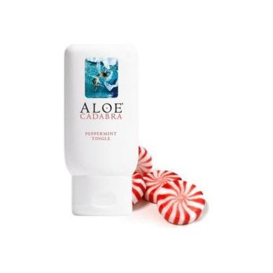 Aloe Cadabra Peppermint 2.5 Oz Organic Lubricant for Intimate Pleasure - Cooling Sensation, Soothing and Nourishing - Latex Condom Compatible - Gender-Neutral - Refreshing Green - Adult Naughty Store