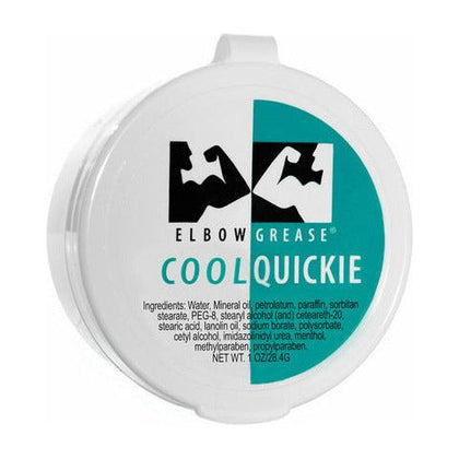 Elbow Grease Cool Cream Quickie 1 oz - Premium Cooling Lubricant for Sensual Pleasure, Model EG-CCQ1, Male, Intensified Pleasure, Blue