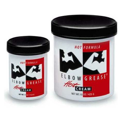 Elbow Grease Hot 4oz - Menthol-Infused Warming and Cooling Cream for Intense Pleasure - Model EG-H4 - Unisex - Perfect for Perineum and Testicle Stimulation - Sensational Tingling Sensation - Exquisite Viscosity - Latex-Free - Colorless