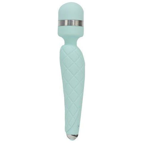 Pillow Talk Cheeky Wand Vibe with Swarovski Crystal Teal - Luxurious Rechargeable Wand Vibrator for Women - Model CTWV-001 - Teal Color