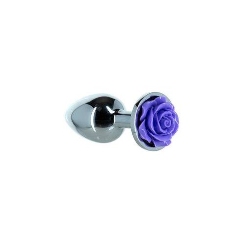 Lux Active Purple Rose 3.5in Metal Butt Plug Small - Premium Anal Pleasure for All Genders