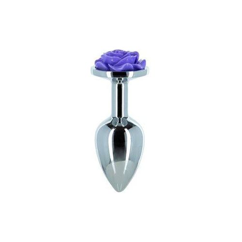 Lux Active Purple Rose 3.5in Metal Butt Plug Small - Premium Anal Pleasure for All Genders
