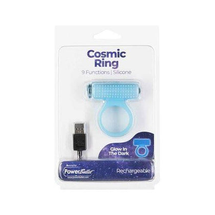 BMS Enterprises Power Bullet Cosmic Cock Ring with Bullet Vibrator Blue Glow In The Dark - Adult Naughty Store