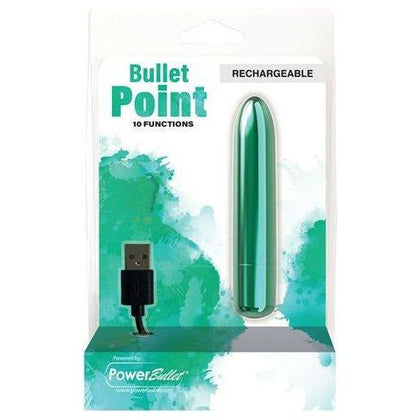 BMS Enterprise Power Bullet 4-10 Function Teal Green Pointed Bullet Vibrator for Targeted Pleasure
