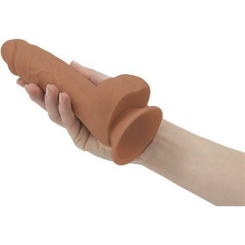 BMS Factory Addiction Steven 7.5in Silicone Dildo with Vibrating Bullet - Realistic Texture - Caramel - Male Pleasure