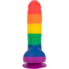 Addiction Silicone Justin 8-Inch Rainbow Dildo with Balls - Model J8RDB-001 - For All Genders - Intense Pleasure - Vibrant Pride Colors - Adult Naughty Store