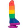 Addiction Silicone Justin 8-Inch Rainbow Dildo with Balls - Model J8RDB-001 - For All Genders - Intense Pleasure - Vibrant Pride Colors - Adult Naughty Store