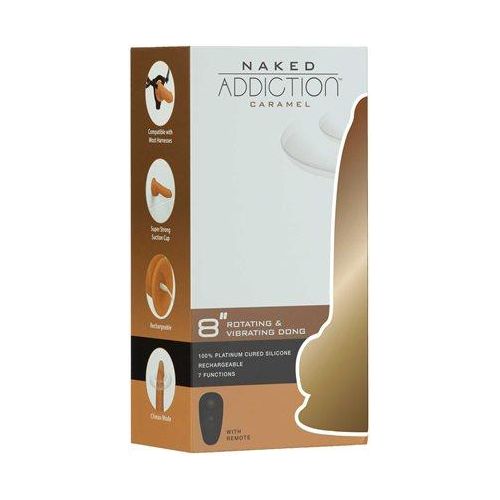BMS Enterprises Naked Addiction 8in Rotating & Vibrating Dong Caramel - The Ultimate Pleasure Experience for All Genders and Sensational Stimulation in Caramel Brown