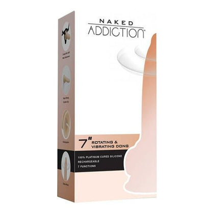 Naked Addiction 7in Rotating & Vibrating Dong - The Ultimate Pleasure Experience for All Genders - Model N7RV-001 - Intense Sensations - Jet Black