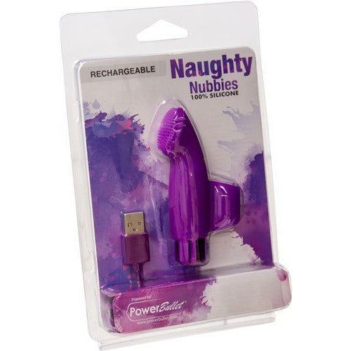 Powerbullet Rechargeable Naughty Nubbies Purple Finger Vibrator - Intense Pleasure for All Genders