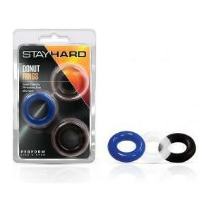 Blush Stay Hard Donut Rings 3 Pack Assorted Colors - Enhancing Stamina and Pleasure for Men