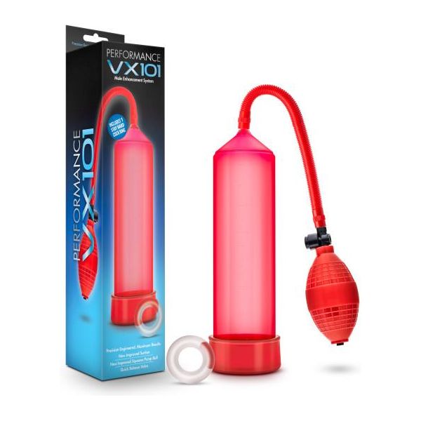 Blush Novelties Performance VX101 Male Enhancement Penis Pump Red - Enhance Your Pleasure with Confidence!