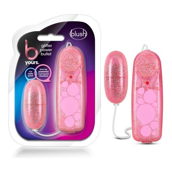 Blush Novelties B Yours Glitter Power Bullet Vibrator - Model G-456, Pink - For Intense Pleasure in a Petite Package
