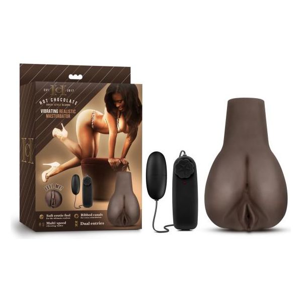 Hot Chocolate Doggy Style Deanna Vibrating Realistic Masturbator - Model DSVRM-001 - Dual Stroker - Male Pleasure - Brown
