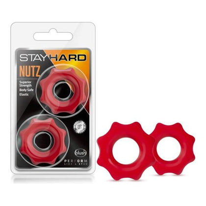 Stay Hard Nutz Red Cock Rings - Enhance Stamina and Enjoy Harder Erections - Blush Novelties - Adult Naughty Store