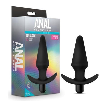 Blush Novelties Anal Adventures Platinum Silicone Vibrating Plug BN10595 - Unisex Anal Pleasure Toy - Black - Adult Naughty Store