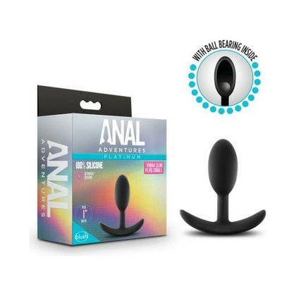 Blush Novelties Anal Adventures Platinum Silicone Vibra Slim Plug Small Black - Model AASPB-01 - Unisex Anal Pleasure Toy - Adult Naughty Store