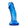 Blush Novelties B Yours Sweet N' Small 4in Dildo with Suction Cup - Model SN4DC-BL - Compact Realistic Blue Pleasure Toy for Gentle Stimulation