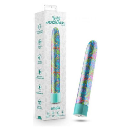 Blush Novelties Limited Addiction Utopia 7 Aqua Rechargeable G-Spot Vibrator - Model 2023 - Unisex - Internal & External Pleasure - Psychedelic Aqua - Adult Naughty Store