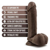 Dr. Skin Plus 8in Posable Dildo with Balls - Chocolate Dark Brown - Model DS-8PB-CD - For Realistic Pleasure - Unisex Adult Toy