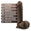 Dr. Skin Plus 8in Posable Dildo with Balls - Chocolate Dark Brown - Model DS-8PB-CD - For Realistic Pleasure - Unisex Adult Toy - Adult Naughty Store