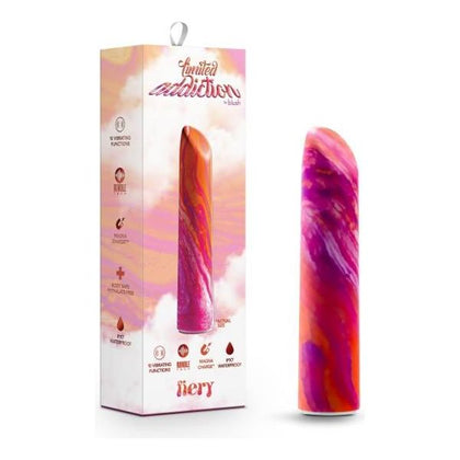 Blush Novelties Limited Addiction Fiery Power Vibe Coral - Vibrator BN27518 - Women's Rechargeable Classic Vibrator for Intense Pleasure - Red, Orange, Yellow, Multi-colored - Adult Naughty Store