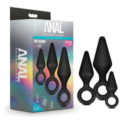 Blush Novelties Anal Adventures Platinum Silicone Loop Plug Kit Black - Model XYZ: Unleash Sensational Pleasure for All Genders!