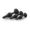 Blush Novelties Luxe Beginner Plug Kit Anal Trainer Black - Model BNP-001 - Unisex Anal Pleasure - Satin Smooth Silicone - 3 Graduated Plugs