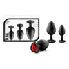 Luxe Bling Plugs Training Kit - Model XYZ - Unisex Anal Pleasure - Black with Red Gems