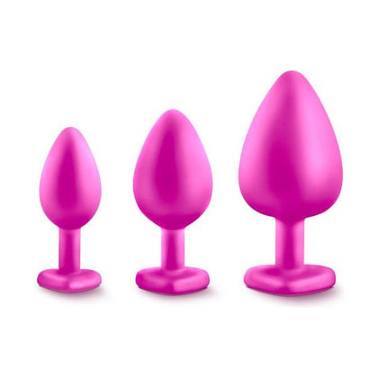 Luxe Bling Plugs Training Kit - Model LP-2021 - Anal Training Set for Her - Pink with White Gems