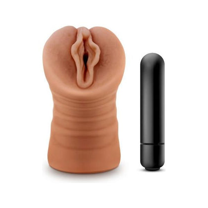 Blush Novelties M For Men Sofia Mocha Tan Vibrating Pocket Pussy Stroker - Model M5.25 - Male Masturbator for Intense Pleasure