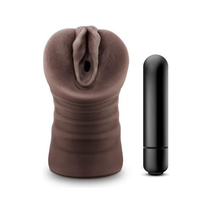 Blush Novelties Hot Chocolate Brianna Brown Vibrating Vagina Stroker - Model BRC-500 - Female Pleasure Toy - Realistic Textures - Brown