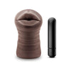 Blush Novelties Hot Chocolate Heather Brown Vibrating Mouth Stroker - Model HC-001 - Male Masturbator for Sensational Oral Pleasure - Realistic Texture - Brown - Adult Naughty Store