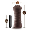 Blush Novelties Hot Chocolate Renee Brown Vibrating Mouth Stroker - Model RHCVMS-001 - Male Masturbation Toy for Mind-Blowing Oral Pleasure - Deep Brown