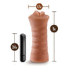 Blush Novelties M For Men Isabella Mocha Tan Vibrating Mouth Stroker - Model IMVT-001 - Male Masturbator for Oral Pleasure - Realistic Textures - TPE Material - Adult Naughty Store