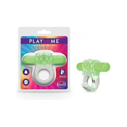 Blush Novelties Play With Me Teaser Vibrating C-Ring Green - Pleasure Enhancing Cock Ring for Men and Couples