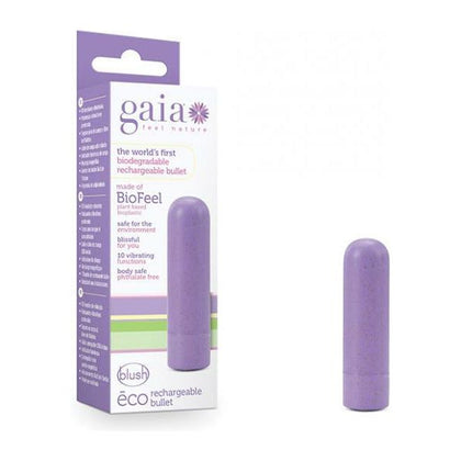 Blush Novelties Gaia Eco Bullet Vibrator Lilac Rechargeable - Powerful 10 Function Rechargeable Bullet for Women - Intense Pleasure in a Sustainable Package