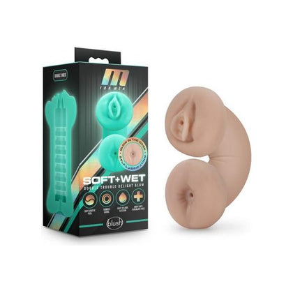 Blush Novelties M for Men Soft & Wet Double Trouble Glow In The Dark Vanilla Self-Lubricating Stroker - Model M2D-001 - Male - Dual Penetration - Glow in the Dark - Vanilla - Adult Naughty Store