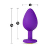 Blush Novelties Temptasia Bling Plug Medium Purple: Elegant Heart-Shaped Platinum Cured Silicone Anal Plug for Sensual Pleasure - Adult Naughty Store