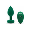 B-Vibe Vibrating Jewel Plug Emerald Green - M/L - Unleash Intense Pleasure with this Luxurious Silicone Anal Toy - Adult Naughty Store