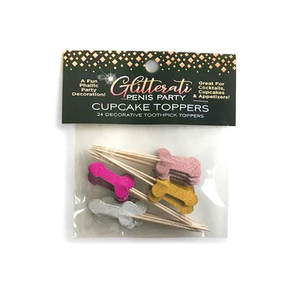 Candyprints Glitterati Penis Party Picks - Fun Gold, Silver, Rose Gold and Bronze Toothpicks for Desserts and Snacks