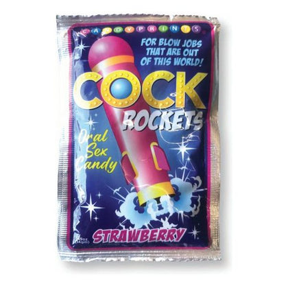 Candy Prints Cock Rockets Strawberry Explosive Blow Job Candy - Model CR-2022, for Couples - Oral Pleasure, Red