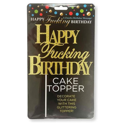 Candy Prints Glittering Happy F'ing Birthday Cake Topper - Gold Glitter - Adult Party Decorations