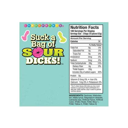 Candyprints Suck A Bag Of Sour Dicks Display - Adult Party Novelty Candy - Model SD100 - Unisex - Sour Pleasure - Assorted Colors