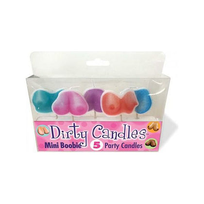 Candy Prints Dirty Boob Candles - 5 Count Multi-Color Sensual Cake and Cupcake Decorations