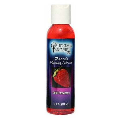 California Fantasies Razzels Strawberry Warming Lube 4 oz - Sensual Strawberry Flavored Intimate Lubricant for Couples
