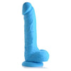 Curve Toys Lollicock 7in Silicone Dong with Balls - Model LS-7B - Berry Blue - Unisex Pleasure