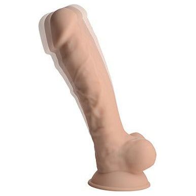 Curve Novelties Fleshstixxx 8in Vibrating Dildo with Balls - Model FS-8VDB-LB, for Men and Women, Pleasure for Vaginal and Anal Stimulation, Light Beige