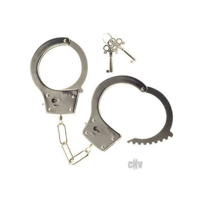 Silver Kink Deluxe Metal Handcuffs - Model X1: Ultimate Bondage Experience for Couples - Unisex - Intensify Pleasure - Silver - Adult Naughty Store